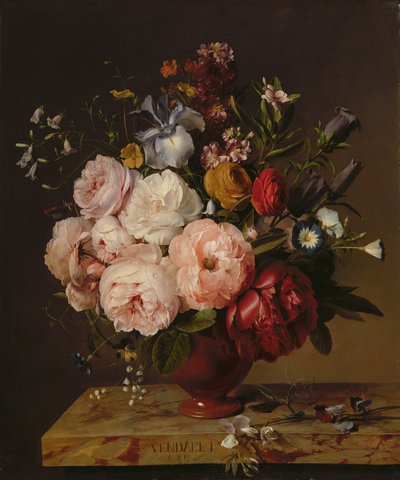 Eine Vase mit Blumen auf einem Sims, 1817 von Jan Frans van Dael